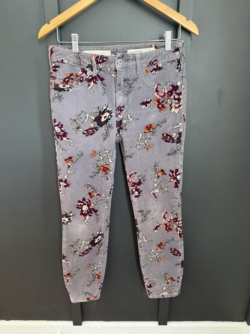 Anthropologie Pilcro and the Letterpress‎ Floral Corduroy High-Rise Skinny 29
